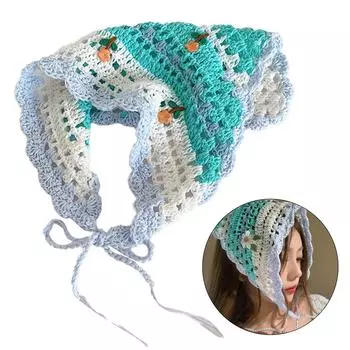 Вязаный крючком цветочный платок на голову повязка на голову богемный платок для волос банданы головной убор весенняя повязка на голову французский стиль фото платок на голову A