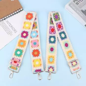 Вязаный крючком цветок сумка ремень широкий регулируемый ремень для сумки Diy вязаная сумка с этнической вышивкой ремень для сумки аксессуары as the picture