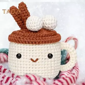 Вязаный крючком мультяшный комплект материалов для чашек для детей и взрослых, для начинающих, чашка ручной работы, украшение для куклы, украшение для вязания, стартовый набор, сделай сам, для влюбленных, день рождения 10cm белый