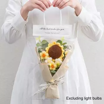 Вязаный крючком подарок на день рождения, ручная работа, реквизит для фотосъемки на День учителя в виде подсолнуха жёлтый