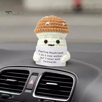 Вязаный крючком позитивный гриб с открыткой Эмоциональная поддержка ручная вязка горшечный подсолнух картофель фри пчела акула кукла украшение орнамент G