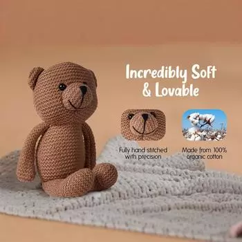 Вязаный медведь с пряжей, милая свадебная кукла, детская успокаивающая игрушка, вязаный медведь, 1 шт, 9,8 дюйма One Size коричневый