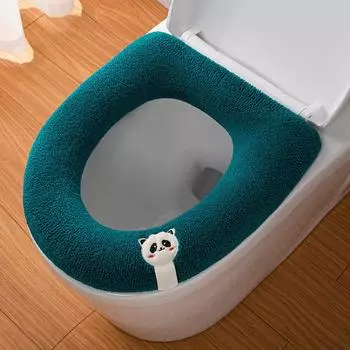Вязаный мягкий коврик для унитаза с милой пандой, зимние теплые чехлы для туалетного коврика, универсальная накидка на туалет Four Seasons, подушка для домашнего горшка оранжевый