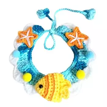 Вязаный ошейник для питомца, ручной работы, дышащий, удобный, стильный, вязаный кошачий слюнявчик-ошейник с регулировкой L, 30cm/11.8in