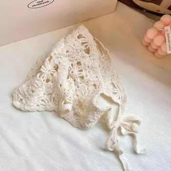 Вязаный платок-бандана, шляпа, французский пасторальный стиль, треугольная повязка на голову, ручная работа, вязаная крючком повязка на голову, полотенце, ретро цветочный платок