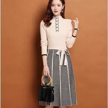 Вязаный пуловер длиной до колена, женский свитер средней длины, осенне-зимний повседневный свитер с длинными рукавами, пуловер