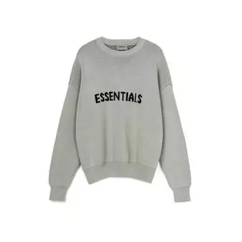 Вязаный пуловер Fear of God Essentials с буквами интарсия, мужские топы, зеленый бетон, FOG-FW21-108 S