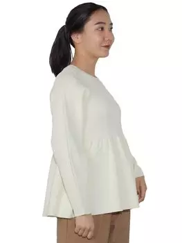 Вязаный пуловер с баской, вязаный, цвет слоновой кости, один размер [Beams Heart] L/S, женский слоновая кость