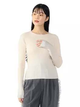 Вязаный пуловер с принтом фольги IVORY ONE SIZE [Beams Heart] L/S для женщин слоновая кость