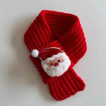 Вязаный рождественский шарф для питомца, кошачий, собачий, шерстяной, мультяшный, лось, снеговик, теплый плюшевый нагрудник, воротник