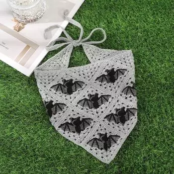 Вязаный шарф-бандана в виде треугольника с летучей мышью, Рождественские аксессуары для волос, С Новым годом, Счастливого Рождества, Головной убор, Модная бандана, Головной платок