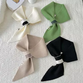 Вязаный шарф из пряжи для женщин, осенне-зимний, корейский вариант, универсальная защита шеи, теплый студенческий шарф One Size зелёный