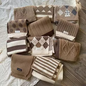 Вязаный шарф Майяра для детей, зимний, для мальчиков и девочек, длинный, в стиле ретро, теплый, эластичный, приятный для кожи шарф, детская одежда, аксессуары POLYESTER