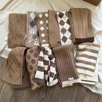 Вязаный шарф Майяра для детей, зимний, для мальчиков и девочек, длинный, в стиле ретро, теплый, эластичный, приятный для кожи шарф, детская одежда, аксессуары 22*125cm