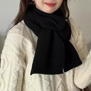 Вязаный шарф, однотонный, утолщенный, теплый, женский шарф, термоповязка на шею для холодной погоды, повседневный шарф абрикосовый