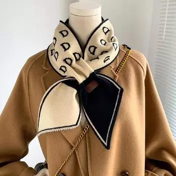 Вязаный шарф с новым дизайном и буквами, роскошный брендовый шарф, женский зимний шарф, теплый длинный узкий маленький шарф, женский шейный платок, шарфы