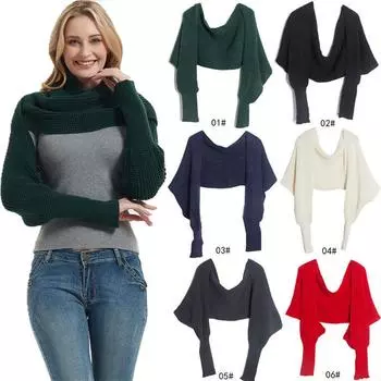 Вязаный шарф с рукавами, шерстяной акриловый пояс, теплый шарф, шаль, однотонный, модный, держите 220x35cm