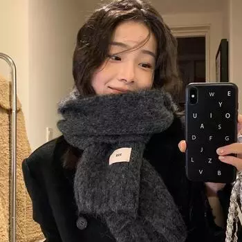 Вязаный шерстяной шарф с содержанием шерсти, женский удлиненный вариант на осень и зиму, толстый и роскошный, однотонный кашемировый шарф 150 * 19cm