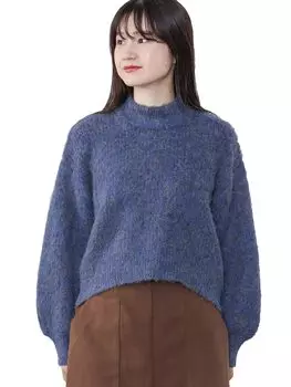 Вязаный смешанный пуловер Shaggy СИНИЙ ОДИН РАЗМЕР [Beams Heart] L/S женский синий