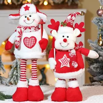 Вязаный стиль Рождественская телескопическая кукла Санта-Клаус стоящая поза снеговик лось украшение красный домашний декор кукла подарок