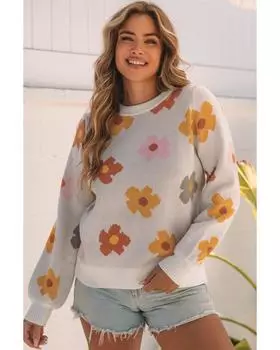 Вязаный свитер Azura Exchange с ребристым подолом S белый