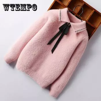 Вязаный свитер для девочек, детский пуловер с круглым вырезом, свитер для милых девочек, осенне-зимняя одежда 160