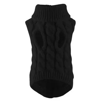 Вязаный свитер для маленьких собак, симпатичная водолазка для собак и теплое зимнее пальто для щенков, свитер Z1I6 Black-M