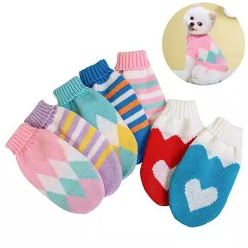 Вязаный свитер для щенков для маленьких собак и кошек, осенне-зимняя теплая водолазка, мягкий уютный костюм котенка, куртка для йорков, чихуахуа, мопса, пальто S