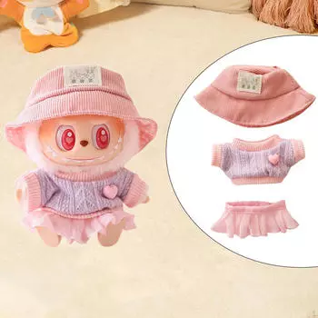Вязаный свитер и юбка для кукол. Создайте своих собственных кукол для детей, модная одежда, плюшевая одежда Pink skirt Pink hat