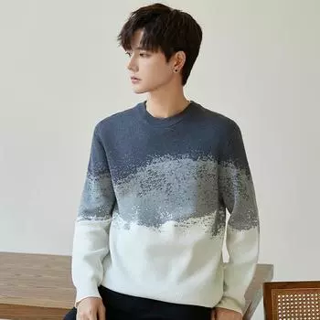 Вязаный свитер Осенний и зимний утолщенный свитер Свитер с круглым вырезом Топ Универсальная высококачественная мужская одежда M