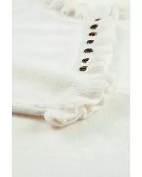 Вязаный свитер-пуловер с оборками Azura Exchange M бежевый