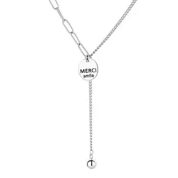 Вязаный свитер с бахромой, цепочка до ключицы, ранняя весна, круглый бренд с буквой, трендовое ожерелье-цепочка