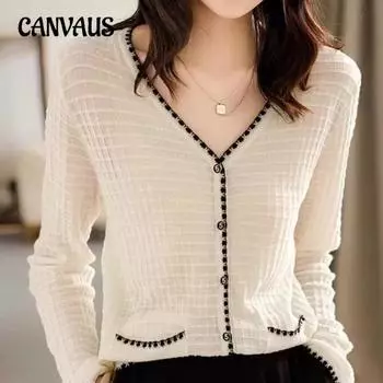 Вязаный свитер с длинными рукавами и v-образным вырезом, топы, модная женская весенне-осенняя рубашка для уменьшения возраста One Size белый