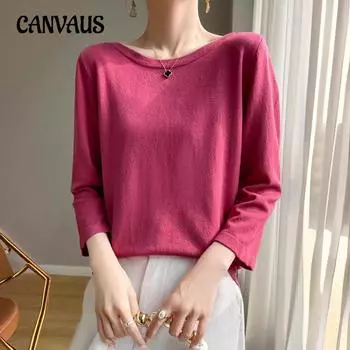 Вязаный свитер с круглым вырезом, женская свободная рубашка с тонким низом, нежные ветровые топы S чёрный