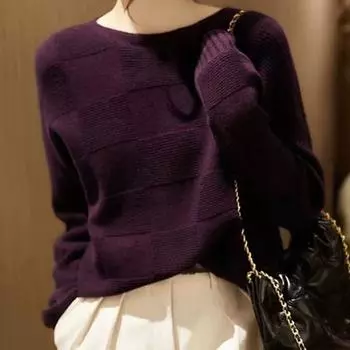 Вязаный свитер с крупной текстурой, свободный и утягивающий, высококачественный, темпераментный, женский, осенне-зимний, трехмерный, с длинными рукавами M