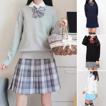 Вязаный свитер с V-образным вырезом, однотонный, длинный рукав, ребристый подол, манжеты, джемпер стандартного кроя S белый