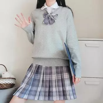 Вязаный свитер с V-образным вырезом, однотонный, длинный рукав, ребристый подол, манжеты, джемпер стандартного кроя S темно-синий