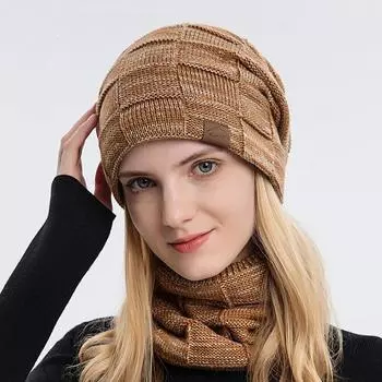 Вязаный свитер, шапка, шарф, комплект из двух предметов, зимний теплый шарф, свитер, шапка, комплект One Size синий