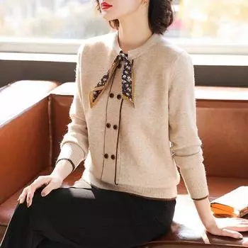 Вязаный свитер в западном стиле для женщин среднего возраста, вязаный базовый свитер с кружевом, замедляющим старение S красный