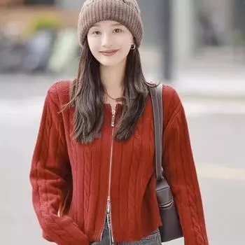 Вязаный свитер женские кардиганы новые осенне-зимние красные короткие топы в паре с кардиганом высококачественный свитер куртка one size белый