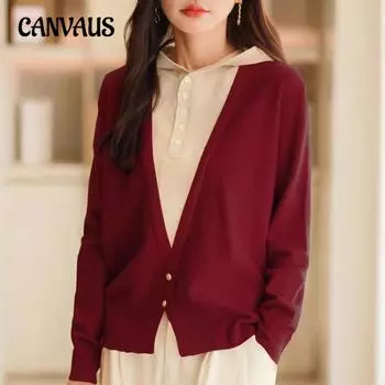 Вязаный свитер женский модный пуловер с капюшоном в стиле пэчворк с капюшоном, контрастный верх и низ, свитер весна-осень M кармин