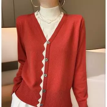 Вязаный свитер, женский топ, свитер с западной вышивкой, 2022, нижняя рубашка, женский весенне-осенний пуловер, свитер One Size чёрный