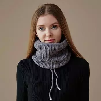Вязаный теплый шейный платок, повседневный модный шарф двойного назначения, пуловер, шапка, шарф, флисовый шарф