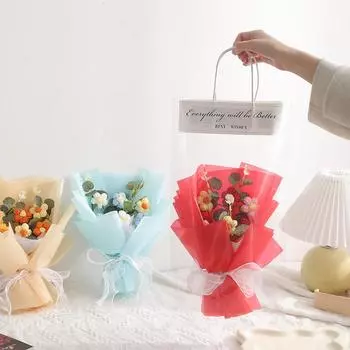 Вязаный тканевый букет цветов 6 Слоеный букет цветов Имитация слоеного цветочного букета жёлтый