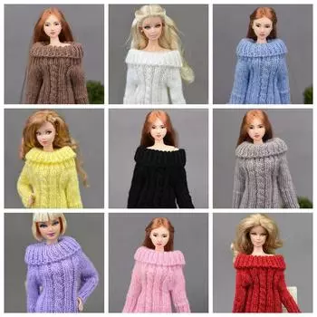 Вязаный тканый свитер для 11,5-дюймовой куклы для девочек, одежда ручной работы, топы, пальто, платье, одежда для куклы, подарки для детей, игрушки, аксессуары для кукол «сделай сам» белый