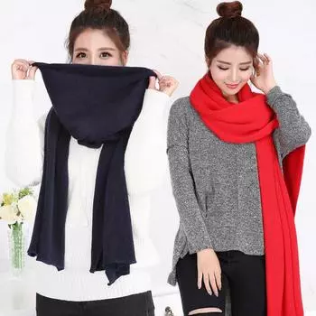 Вязаный толстый однотонный 1шт длинный шарф высокого качества теплый 2019 новый зимний популярный женский унисекс мужской светло-серый