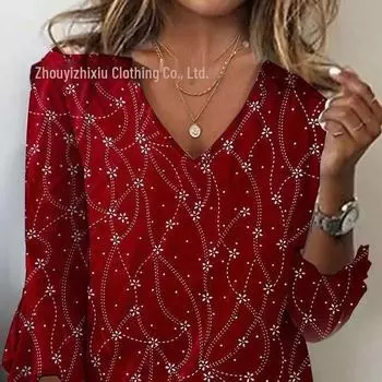 Вязаный топ в европейском и американском стиле с V-образным вырезом, 3D-растительным узором и рукавами-трубами Small синий