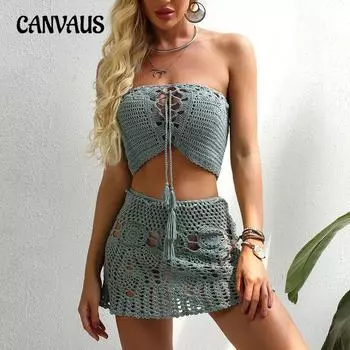 Вязаный вручную крючком бикини женский сексуальный сплошной цвет простой отдельный купальник комплект S белый