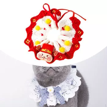 Вязаный вручную ошейник для кошек на Новый год, регулируемый аксессуар для домашних животных, кошки и собаки M