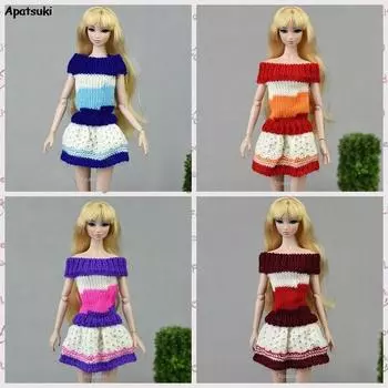Вязаный вручную свитер ручной работы для куклы Барби, наряды, платье, 1/6, аксессуары для кукол, игрушки для детей, подарок красный